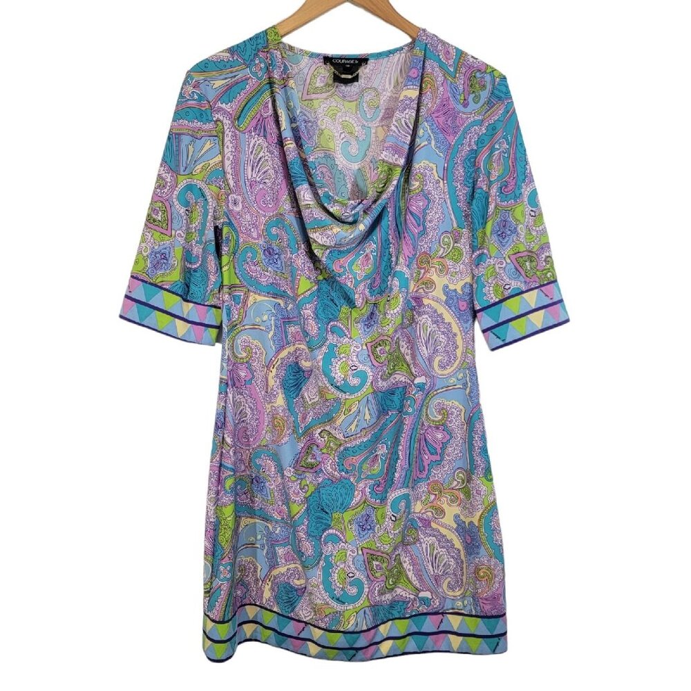 Courage B Dress Women's Stretch Knit Paisley Colorful Print Size 10‎